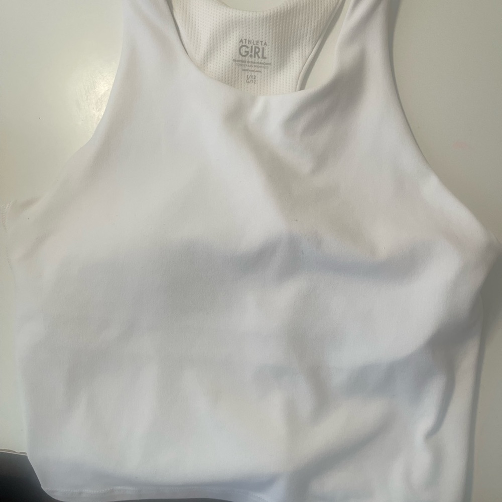 Athleta girls size 12 year old white fitted cropped tank top
